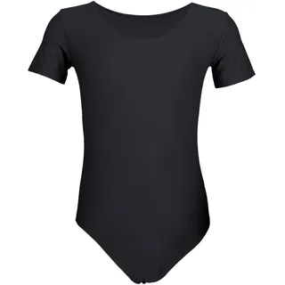 Aquarti Mädchen Kurzarm Ballettanzug Einfarbig, Farbe: schwarz, Größe: 158 - 158