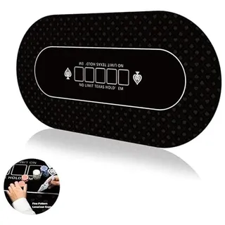 Pokermatte 180 × 90 cm, 10 Spieler Texas Hold'em Poker Gummimatte, Poker-Topper für Tische, zusammenklappbar, tragbar, Pokertisch-Layout mit Tragetasche für Pokerspiele, Blackjack