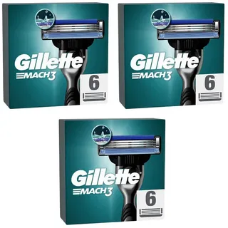 Gillette Rasierklingen Mach3 Rasurklingen Nassrasierer Ersatzklingen 3-fach-Klinge, 3-tlg., - 18 Klingen, Edelstahl, rostfrei
