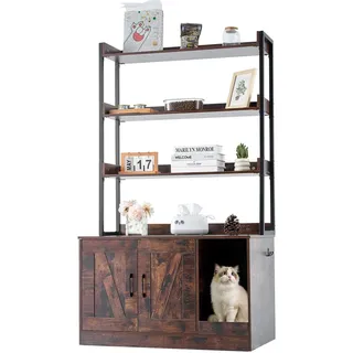 Vevor Katzenschrank mit 3 Ablageflächen 85,1 x 49,9 x 148,9 cm Dunkelbraun