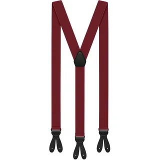 Zukunftsenkel Elegante Hosenträger 3,5 cm X-Form mit Knopfverschluss Verstellbar für Herren & Damen, ohne Clips Anzughosenträger zum Knöpfen mit 6 Knopfloch Suspender (Bordeaux Rot) - extra breit