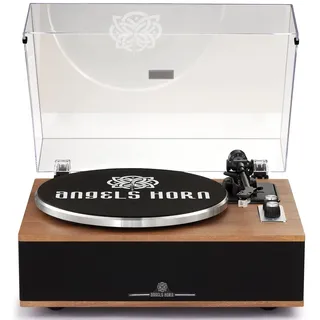 ANGELS HORN Plattenspieler mit Integrierten Lautsprechern, Bluetooth HiFi Schallplattenspieler Vinyl, Eingebautem Phono-Vorverstärker 33/45 U/min und AT-3600L Tonabnehmer