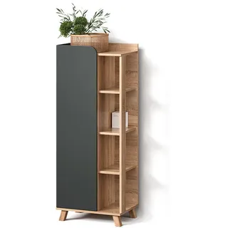livinity Livinity® Midischrank Anthrazit, 50 x 128 cm mit Tür und offenen Fächern