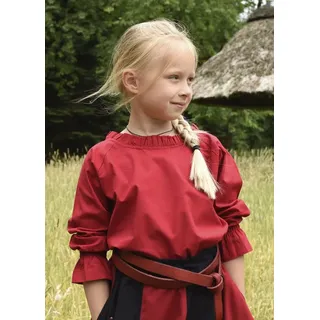 Battle-Merchant Kinder Bluse Helena, Mädchen | Langarm, Baumwolle, Mittelalterbluse, für Reenactment, LARP & Fasching - 128