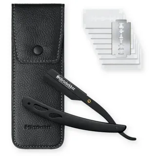 Störtebekker Shaving Accessories Störtebekker® Rasiermesser im handgefertigten Lederetui + Alaunstift - Straight Razor mit Rasurguide [10 Störtebekker Klingen] - Geschenkidee - Rasiermesser Set - Nassrasierer in Top-Qualität