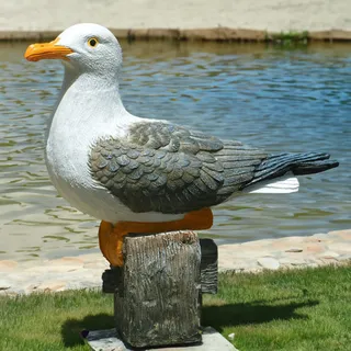 Teaeeno Echte Möwe, Kunstharzfigur, Dekoration, Statue, Seevogel Figur, Tiermöwe, Dekoration, Vogelkunst, Küstenstrand, Outdoor, Tischdekoration für Garten, Terrasse, Rasen, Hof
