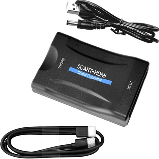 KUYIA Scart-zu-HDMI-Konverter mit HDMI-Kabel, Scart-in-HDMI-Out-Adapter, Full HD 720P/1080P Umschalter, Video-Audio-Upscale-Konverter für HDTV-Monitor, Projektor, STB, VHS Sky, Blu-ray, DVD-Player