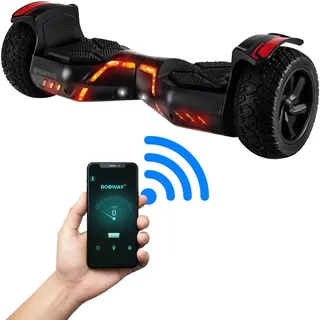ROBWAY X2 Offroad-Hoverboard fürs Gelände, Erwachsene und Kinder, 8,5 Zoll, App, Bluetooth, 700 Watt (Schwarz Matt 2.0, Offroad)
