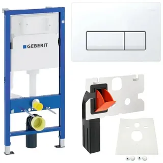 GEBERIT Vorwandelement WC Vorwandelement Drückerplatte weiß Einwurfschacht Delta 51, Spar-Set weiß