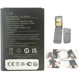 Aousavo BTE-2000 ersatz akku Kompatibel mit Caterpillar CAT S22,CAT S22 Flip Telefon Seniorenhandy BTE-2000