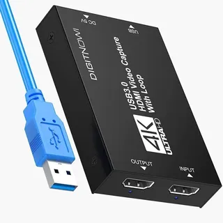 Video Capture Card, Audio Capture Card, USB 3.0 Capture Card 4K HDMI Loop-Out, 1080P 60FPS Videospiel-Capture für Streaming, Gaming und Broadcasting Xbox/PS4/PS5/OBS/Kamera/PC