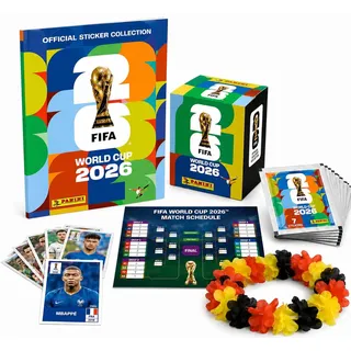 Panini WM 2026 Sticker & Album Set - Weltmeisterschaft 2026 - Fußball - mit Blumenkette - Album - Spielplan (25 Tüten / 175 Sticker Set)