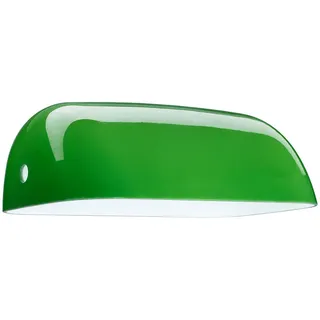 Relaxdays Lampenschirm für Tischlampe, Glas, Ersatzglas Bankerlampe, H x B x T: 7,5 x 22,5 x 13,5 cm, Lampenglas, grün