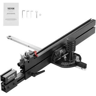 Vevor Gehrungsanschlag, Standardschlitz 19 x 9,5 mm, Aluminiumlegierung mit 48-89 cm Rasterung, 15 Winkelanschlägen, verstellbarem Kolben und abnehmbarer Scheibe, für die Holzbearbeitung