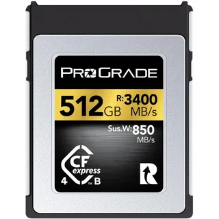 ProGrade Digital CFexpress 4.0 Typ B Speicherkarte für Kameras, optimiert für Express-Übertragung von Dateien und großen Speicher, 512 GB Gold-Serie