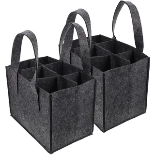 CPRNQY 2 Stück Flaschenträger 6 Flaschen, Flaschentasche 6 Flaschen, Filz Flaschen Tasche Wiederverwendbar Männerhandtasche für Bierflaschen Weinflasche Getränketasche(Grau)