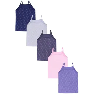 TupTam Mädchen Unterhemd Spaghettiträger Top – Atmungsaktive Unterhemden Mädchen im 5er Pack, Farbe: Herzchen Jeansblau Rosa Dunkelblau Graphite Grau, Größe: 122-128 - 122-128
