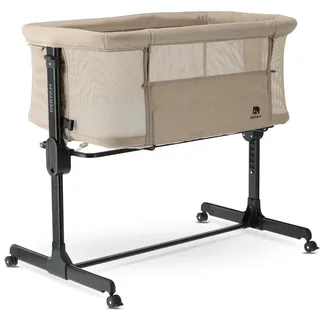 Deryan Snoozy Co-Sleeper 3 in 1 Babybett bis 9 kg, Beistellbett, Wiege, Höhenverstellug und Einstellung der Neigung der Matratze, 4 Räder mit Bremse Ergonomische Matratze Tasche (Sand Melange)