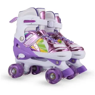 Masbekte Rollschuhe Roller Skates, einstellbarer Größe 31-42, Dreifacher Schutz, für Kinder und Anfänger, Lila lila L 39-42