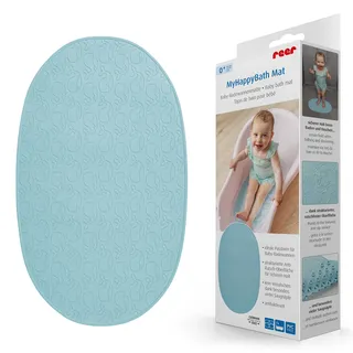 Reer MyHappyBath Mat Baby Badewannenmatte, Anti-Rutsch-Oberfläche mit Walmotiven, 42 x 25 cm, blau