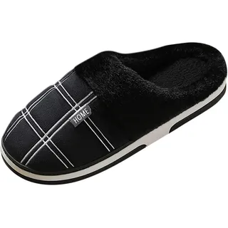 Generisch Herren Plüsch Hausschuhe Atmungsaktiv Leichte Geschlossen Pantoffeln Streifen Warme Winter-Hausschuhe Weich Dicke Slipper für HerbstWinter Den Innenbereich - 48 EU