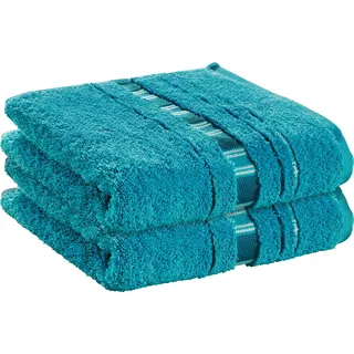 Erwin Müller Handtuch-Set 2er-Pack Achern türkis Größe 50x100 cm - #500g/m2 - schnell trocknend, extra saugstark, beidseitige Schlaufen