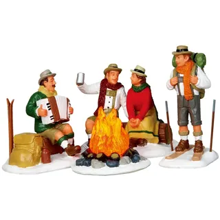 Lemax Alpine Ski Party Set von 4 beleuchtet mehrfarbig