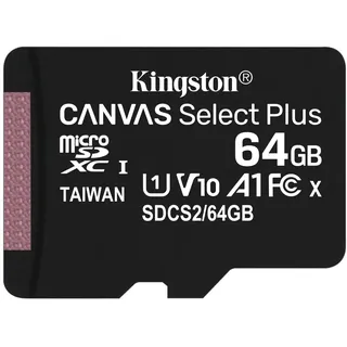 Kingston Micro SD Card HC 64 GB -C10 Kingston + SD-Adapter Canvas Select Plus Ref: SDCS2/64 GB Sorecop inklusive