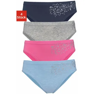 PETITE FLEUR Bikinislip (Packung, 4 St.), schöner Basic für jeden Tag, mit floralem Glitzerdruck