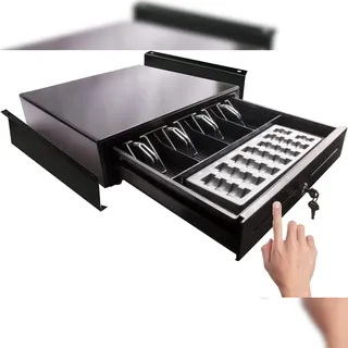 Blitzkasse Touch-Kassenlade iQCash350TMU mit Münzbrett & Untertischhalterung, Kassenschublade Geldlade Geldschublade