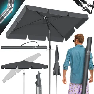 Kesser KESSER® Sonnenschirm Rechteckig Inkl. 2in1 Abdeckung & Transporttasche Gartenschirm Terrassenschirm Schirm 200 × 125cm für Balkon Garten & Terrasse Neigungswinkel und Höhe verstellbar