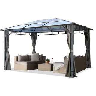 TOOLPORT Gartenpavillon Sunset Deluxe 3 x 4 m inkl. Seitenteile grau