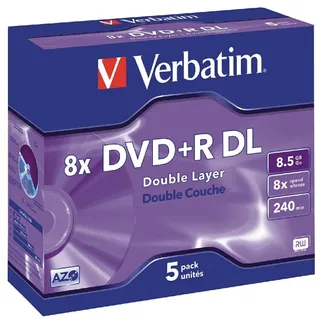 Verbatim DVD+R Double Layer 8x 8.5GB VE=20x5 Stück