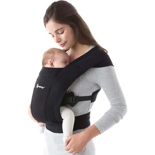 Ergobaby Babytrage für Neugeborene ab Geburt Extra Weich, Embrace Bauchtrage Baby-Tragetasche Ergonomisch (Pure Black)