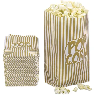 Relaxdays Popcorntüten 144er Set, gold/weiß