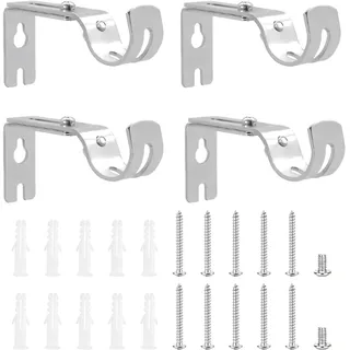 4 x Gardinenstange Halterungen, Verstellbare Gardinenstangenhalterungen, Gardinenstangen Halterung, Vorhangstange Halterung, Metall Wandhalterung Vorhangstangen Halterungen für Gardinenstangen 25mm
