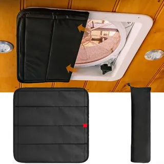 Magnetische, isolierte Dachbelüftung für Wohnmobil-Lüfter, UV50+ Schutz mit robusten Magneten, voller Lichtblock und Privatsphäre, faltbares Polyester, passend für 41,3 x 41,3 cm, Schwarz