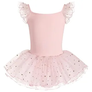 LOVSSU Ballett Tutu Ballettrock for Mädchen, Kinder, Ballett-Tutu, Kleidung for den Sommer, ärmellos, Baumwolle, Übungsrock mit Pailletten, Gaze, Tanzkleidung Fur Ballett(Pink,120(105-115cm))