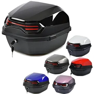 UYTOIZ Motorrad-Topcase, Haltbar Motorrad Topcase, 35L Wasserdicht Motorrad Heckkasten, Mit Sicherheitsschloss, Für Roller Mit Helm, Lagerung Aufbewahrungsbox (Farbe : Schwarz, Größe : 41x40x30cm)