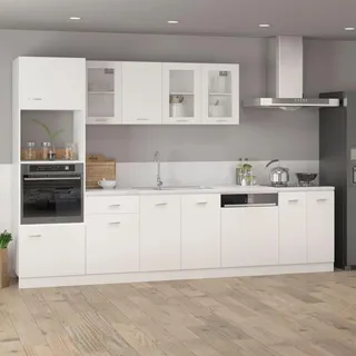 Vopese Mikrowellenumbauschrank mit Stauraum Küchenschrank Küche Hochschrank Küchenmöbel Küchenzeile für Backofen Mikrowelle Weiß 60x57x207 cm Holzwerkstoff