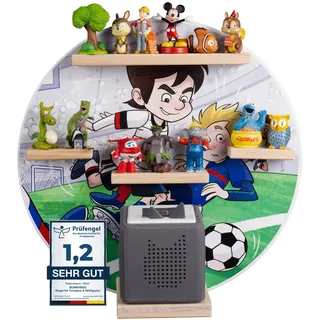bunnyboo Toniebox Regal - für Toniebox und Figuren - ausreichend Platz für bis zu 20 Tonie Figuren und geprüfte Qualität - Tonie Magnetisch - Tonie Junge Fußball