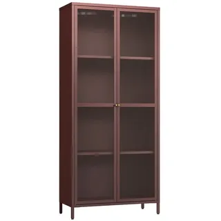 [en.casa] Vitrine Säkylä 180 x 80 x 35 cm Bordeauxrot