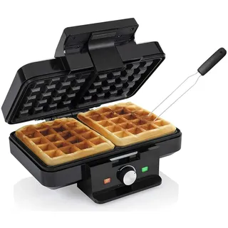 Tristar Waffeleisen, 1000 W, 2 dicke Belgische & Brüsseler Waffeln gleichzeitig Doppel Wafflemaker schwarz