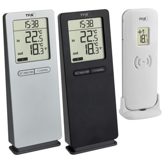 TFA Dostmann Funk-Thermometer LOGOneo Funk-Thermometer digital Schwarz