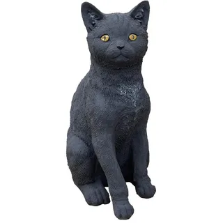 Stone and Style Gartenfigur Frostfeste Steinfigur große Katze Moritz schwarz lebensgroß grau|schwarz