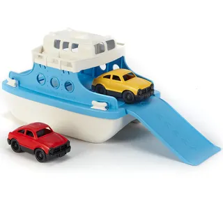 Green Toys 8601038 Fährschiff mit 2 Mini-Autos, Badewannenspielzeug, Spielboot, nachhaltiges Badespielzeug für Kinder ab 3 Jahren