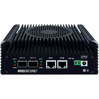 MNBOXCONET S2 Mini PC N150 10GBE SFP+, Firewall Appliance Micro Büro Hardware, DDR5 8GB RAM 128GB SSD, 2xi226V 2.5Gbit LAN, USB C, TF Card Slot, Support Proxmox OPNsense, SPK/MIC