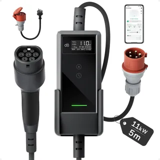 dé Mobile Wallbox 11kW mit APP 5,5m [0,7m+4,8m, 3-phasig, 6-16A]