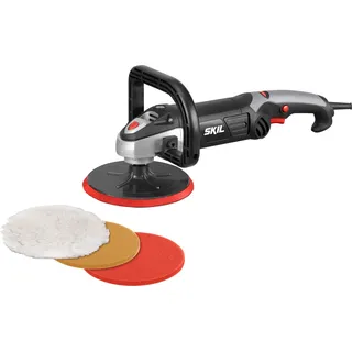 SKIL Poliermaschine Schleifmaschine + ANGLE POLISHER NPWA1300 180MM 1200W bis 3000 U/min, Poliergerät mit 6 Stufen inkl. 2 Pads,