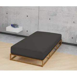 biberna Spannbettlaken Baumwolle 90 x 190 - 100 x 200 cm grau